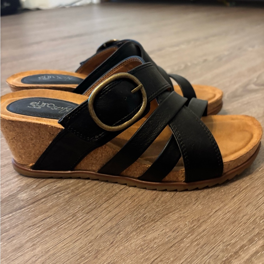 Euro Soft Black Leather Wedge